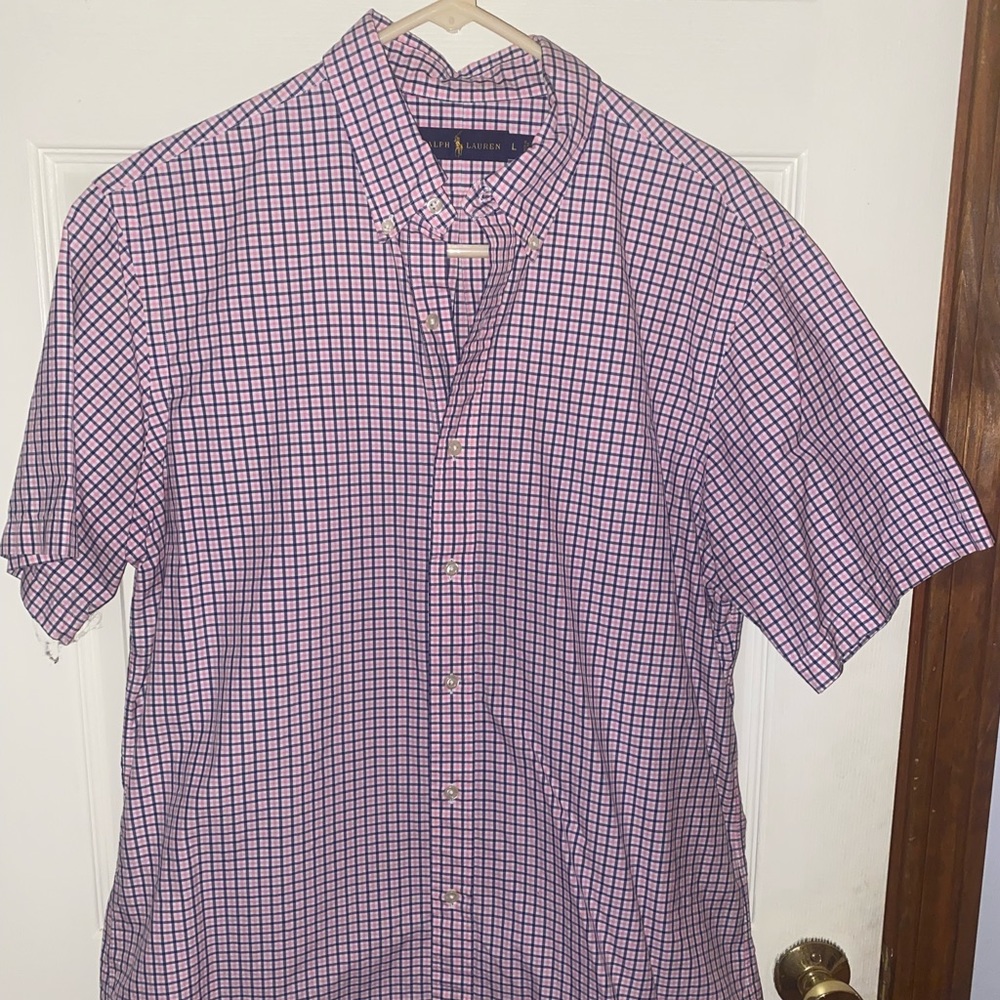 Men’s Polo Ralph Lauren Short Sleeve Polo - Large Gingham Oxford Shirt
